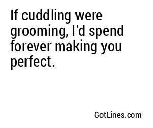 If cuddling were grooming, I'd spend forever making you perfect.