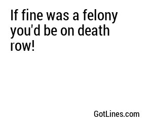 If fine was a felony you'd be on death row!
