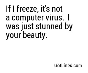 If I freeze, it's not a computer virus.  I was just stunned by your beauty.