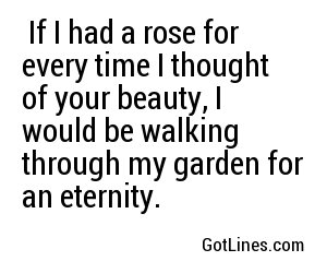  If I had a rose for every time I thought of your beauty, I would be walking through my garden for an eternity.