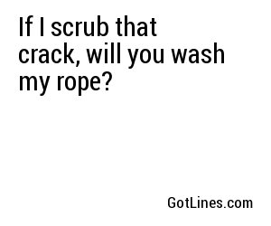 If I scrub that crack, will you wash my rope?
