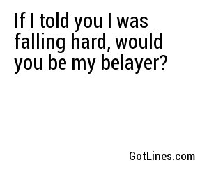 If I told you I was falling hard, would you be my belayer?

