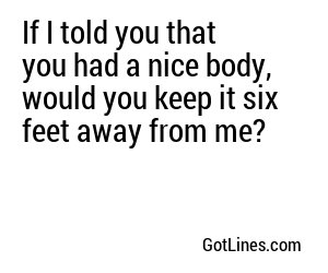 If I told you that you had a beautiful body, would you hold it against me?