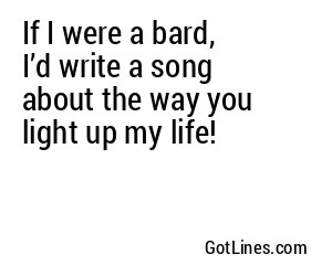 If I were a bard, I’d write a song about the way you light up my life!