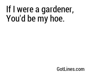 If I were a gardener, You'd be my hoe.
