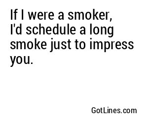 If I were a smoker, I'd schedule a long smoke just to impress you.