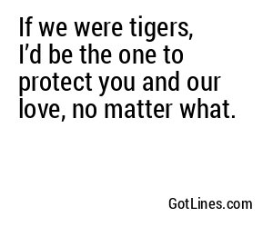 If we were tigers, I’d be the one to protect you and our love, no matter what.