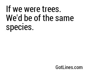 If we were trees. We'd be of the same species.
