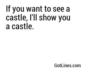 If you want to see a castle, I'll show you a castle.
