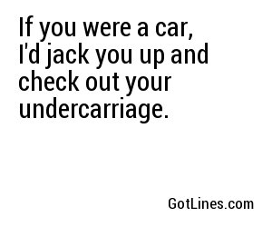 If you were a car, I'd jack you up and check out your undercarriage.
