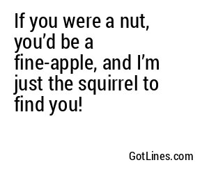 If you were a nut, you’d be a fine-apple, and I’m just the squirrel to find you!
