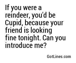 If you were a reindeer, you'd be Cupid, because your friend is looking fine tonight. Can you introduce me?