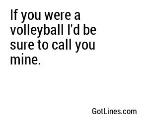 If you were a volleyball I'd be sure to call you mine.