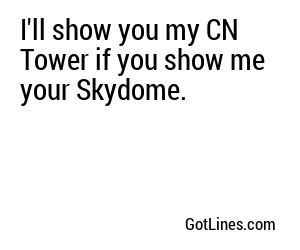 I'll show you my CN Tower if you show me your Skydome.
