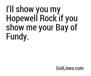 I'll show you my Hopewell Rock if you show me your Bay of Fundy.
