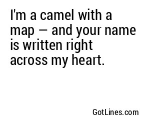 I'm a camel with a map — and your name is written right across my heart.