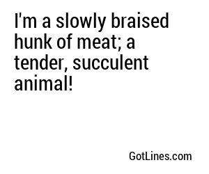 I'm a slowly braised hunk of meat; a tender, succulent animal!
