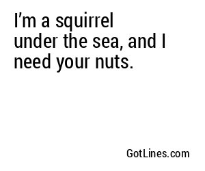 I’m a squirrel under the sea, and I need your nuts.