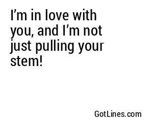 I’m in love with you, and I’m not just pulling your stem!