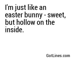 I'm just like an easter bunny - sweet, but hollow on the inside.
