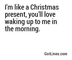 I'm like a Christmas present, you'll love waking up to me in the morning.
