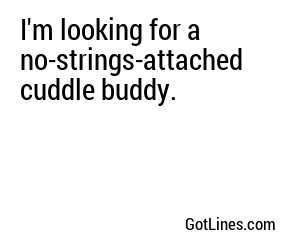 I'm looking for a no-strings-attached cuddle buddy.
