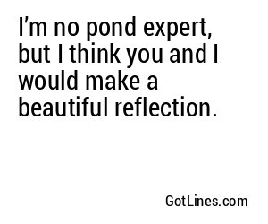 I’m no pond expert, but I think you and I would make a beautiful reflection.