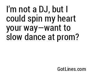I’m not a DJ, but I could spin my heart your way—want to slow dance at prom?