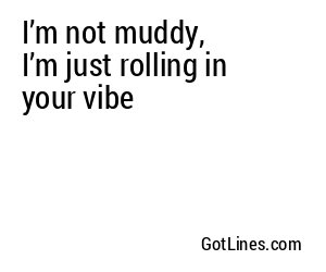 I’m not muddy, I’m just rolling in your vibe
