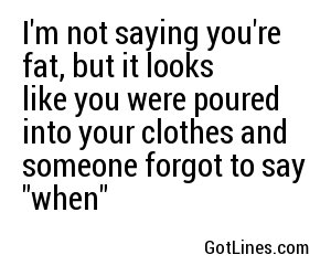 I'm not saying you're fat, but it looks like you were poured into your clothes and someone forgot to say 