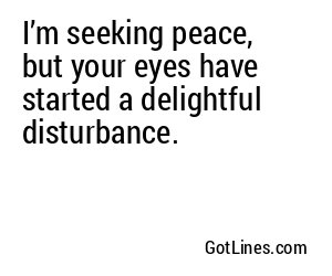 I’m seeking peace, but your eyes have started a delightful disturbance.