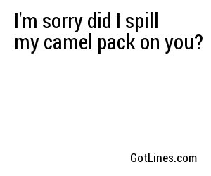 I'm sorry did I spill my camel pack on you?