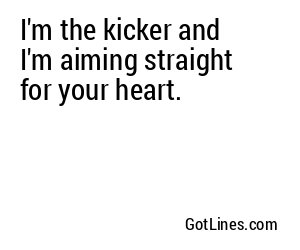 I'm the kicker and I'm aiming straight for your heart.