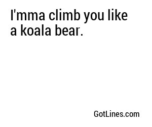 I'mma climb you like a koala bear.
