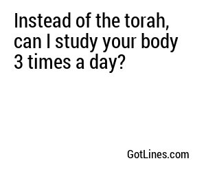 Instead of the torah, can I study your body 3 times a day? 

