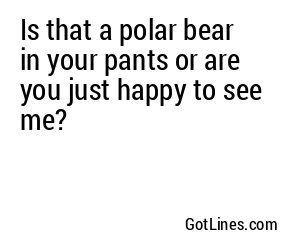 Is that a polar bear in your pants or are you just happy to see me?