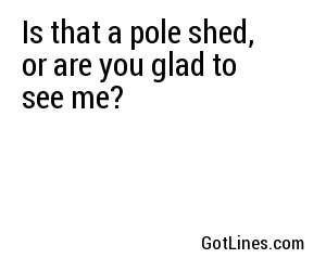Is that a pole shed, or are you glad to see me?
