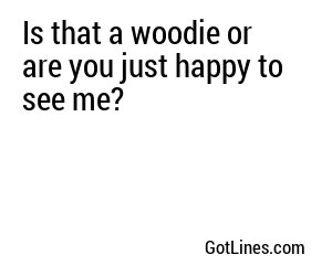 Is that a woodie or are you just happy to see me?
