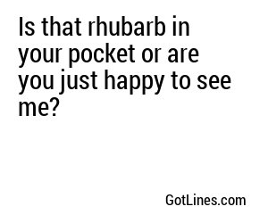 Is that rhubarb in your pocket or are you just happy to see me?
