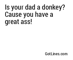 Is your dad a donkey? Cause you have a great ass!