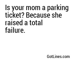 Is your mom a parking ticket? Because she raised a total failure.
