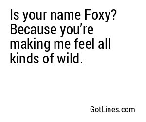 Is your name Foxy? Because you’re making me feel all kinds of wild.
