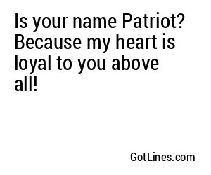 Is your name Patriot? Because my heart is loyal to you above all!