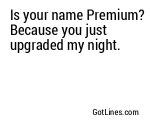Is your name Premium? Because you just upgraded my night.
