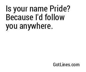Is your name Pride? Because I'd follow you anywhere.