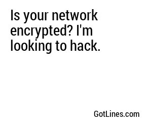Is your network encrypted? I'm looking to hack.
