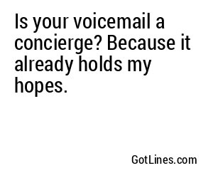 Is your voicemail a concierge? Because it already holds my hopes.