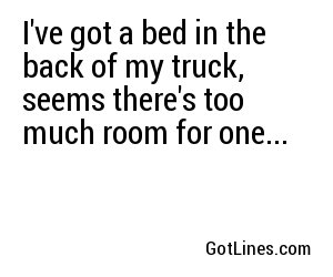 I've got a bed in the back of my truck, seems there's too much room for one...
