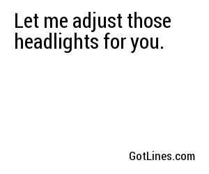 Let me adjust those headlights for you.
