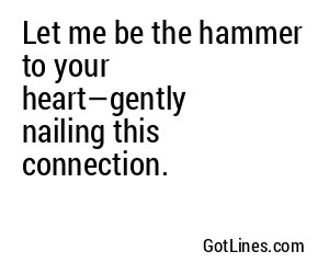 Let me be the hammer to your heart—gently nailing this connection.